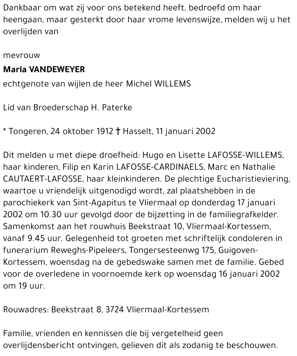 Maria VANDEWEYER
