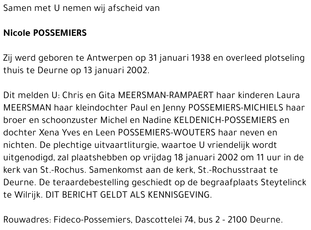 NICOLE POSSEMIERS