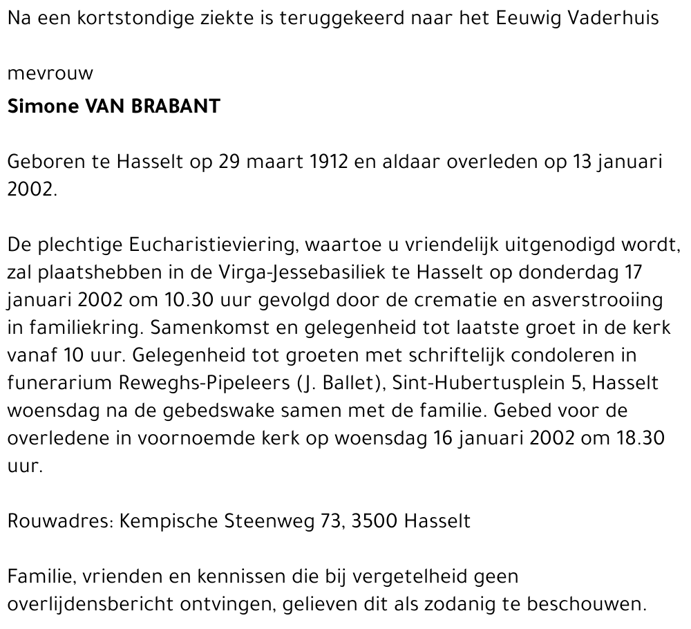 Simone VAN BRABANT