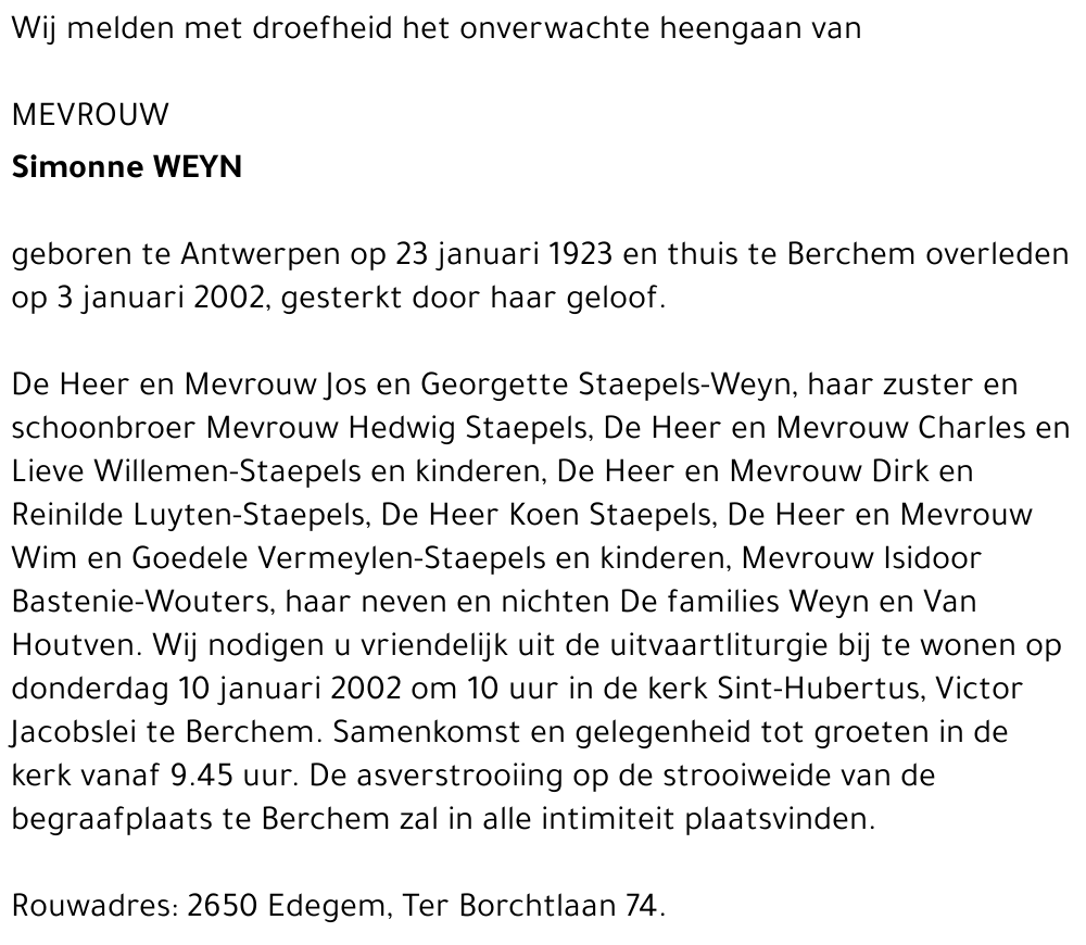SIMONNE WEYN