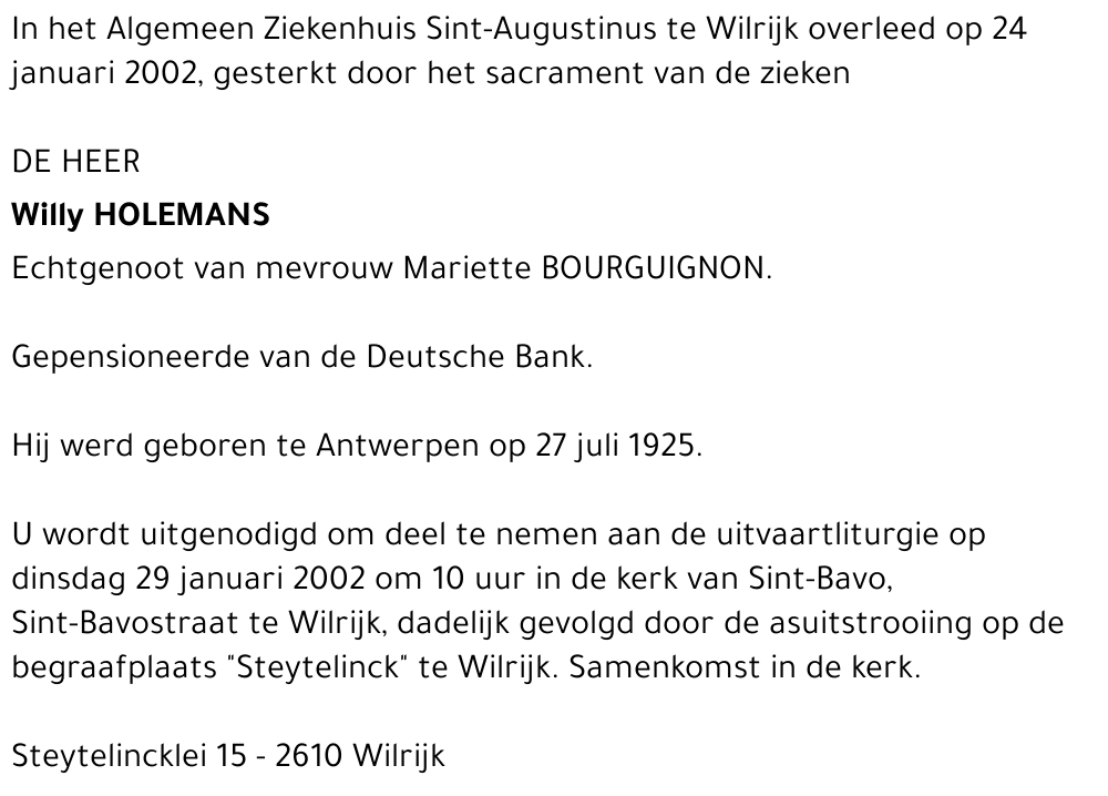 WILLY HOLEMANS