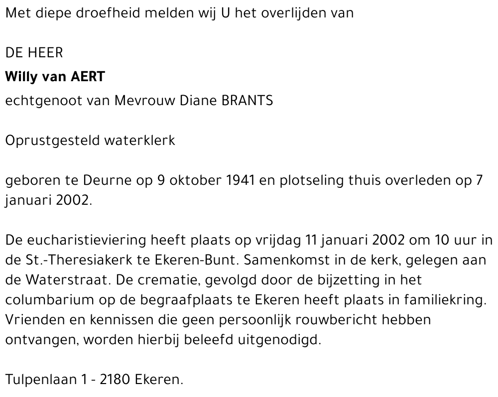 WILLY VAN AERT
