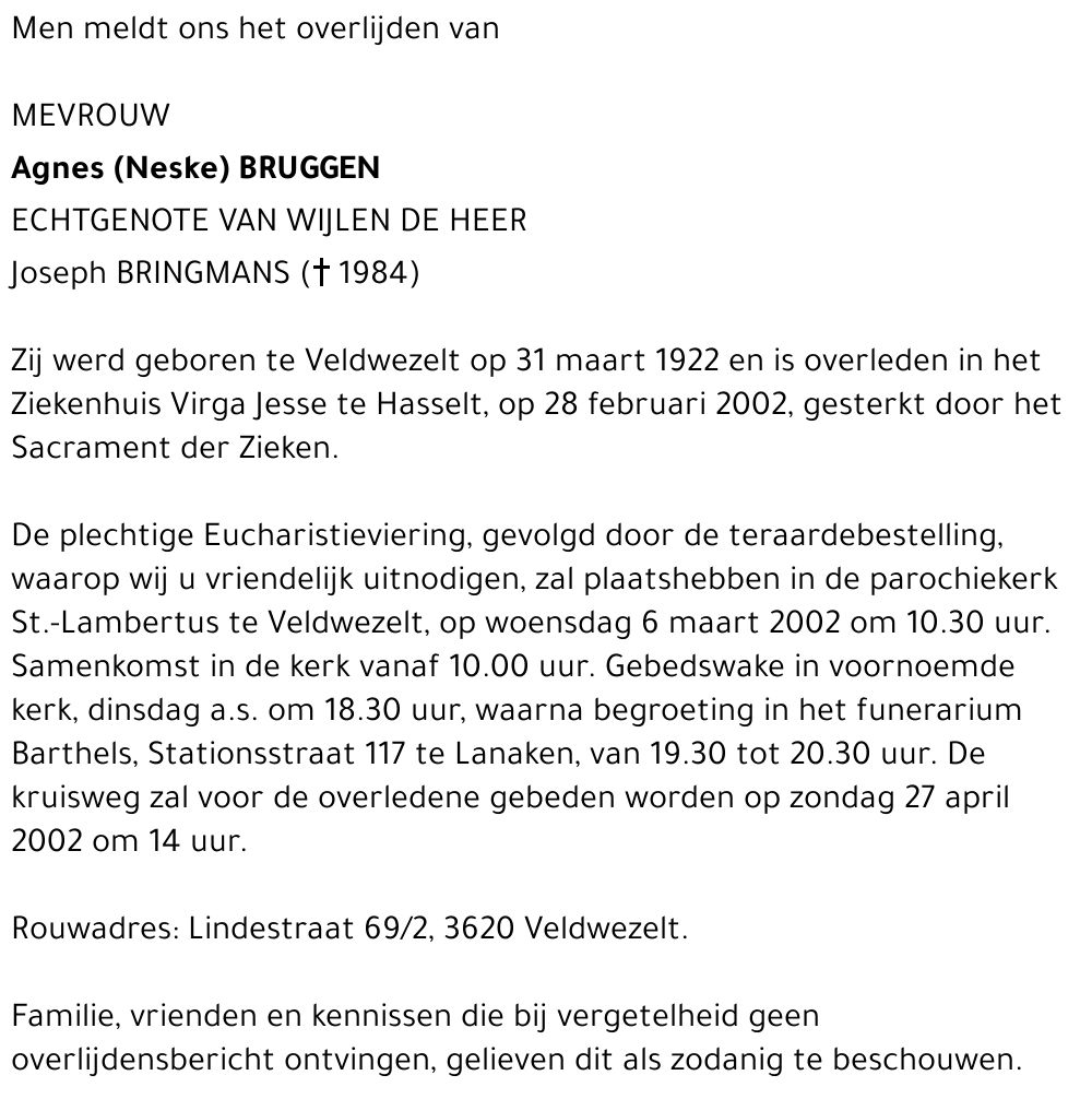Agnes (Neske) Bruggen