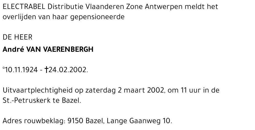 ANDRÉ VAN VAERENBERGH