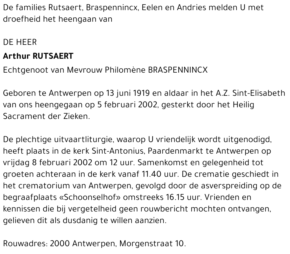 ARTHUR RUTSAERT