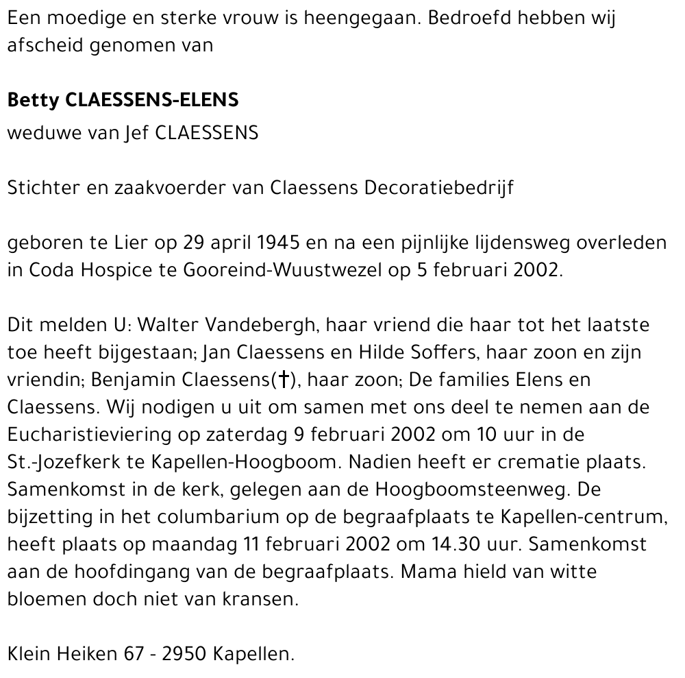 BETTY CLAESSENS-ELENS