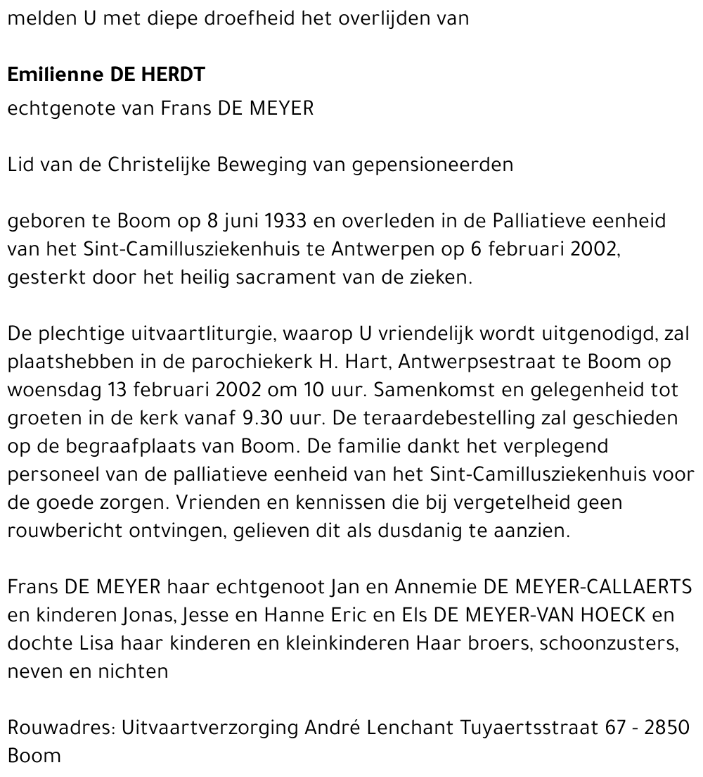 Emilienne DE HERDT