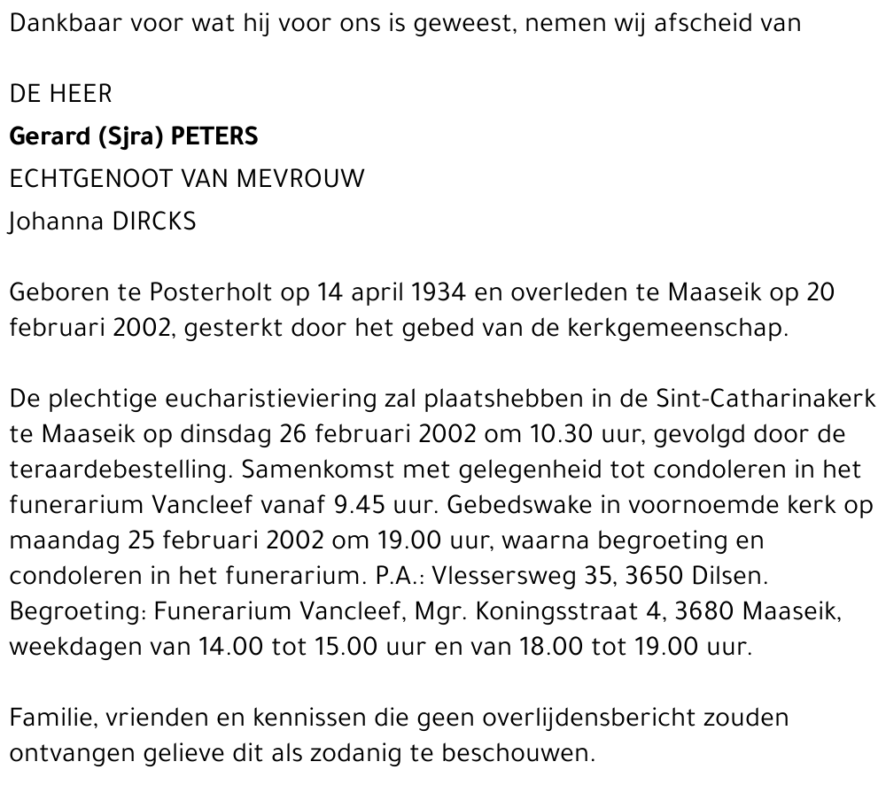 Gerard (Sjra) Peters