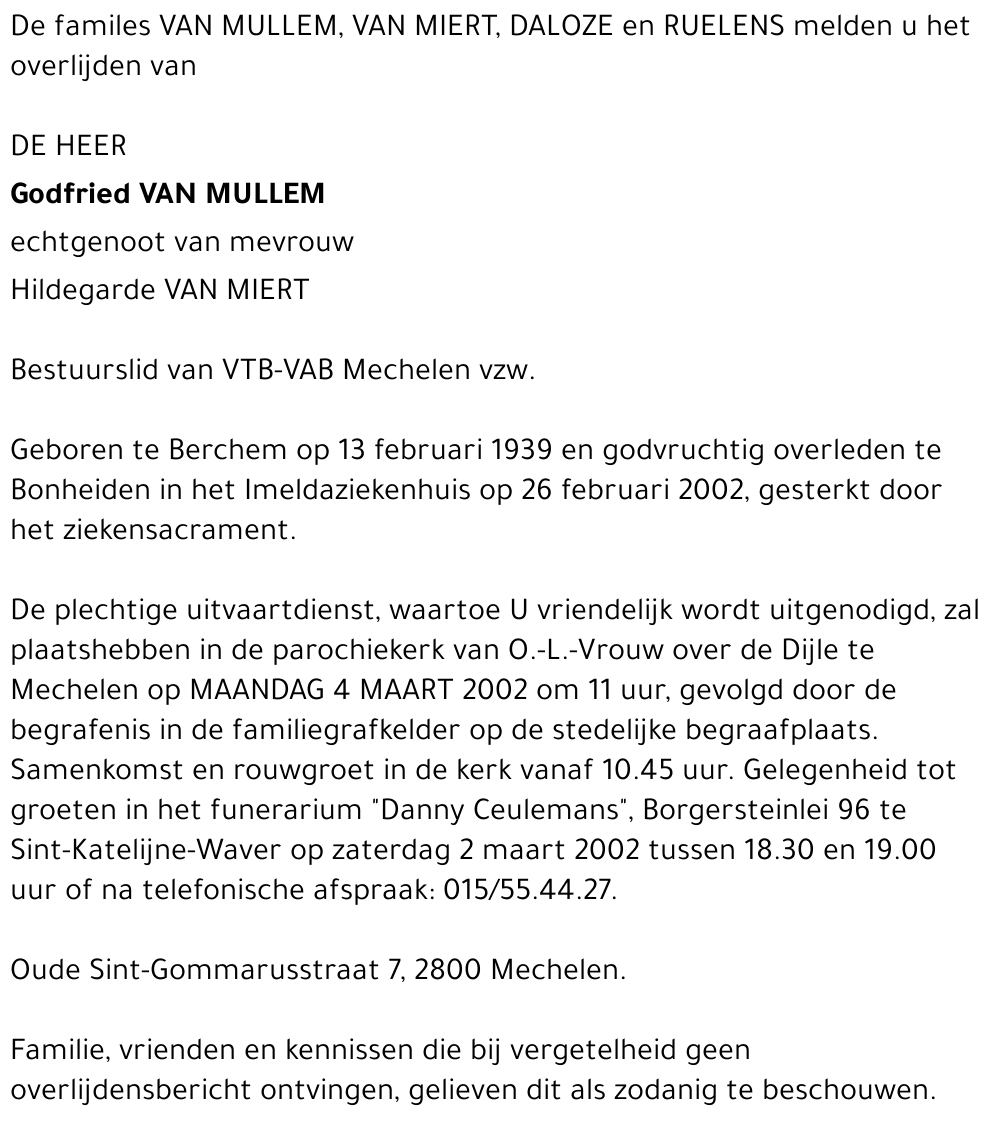 Godfried VAN MULLEM