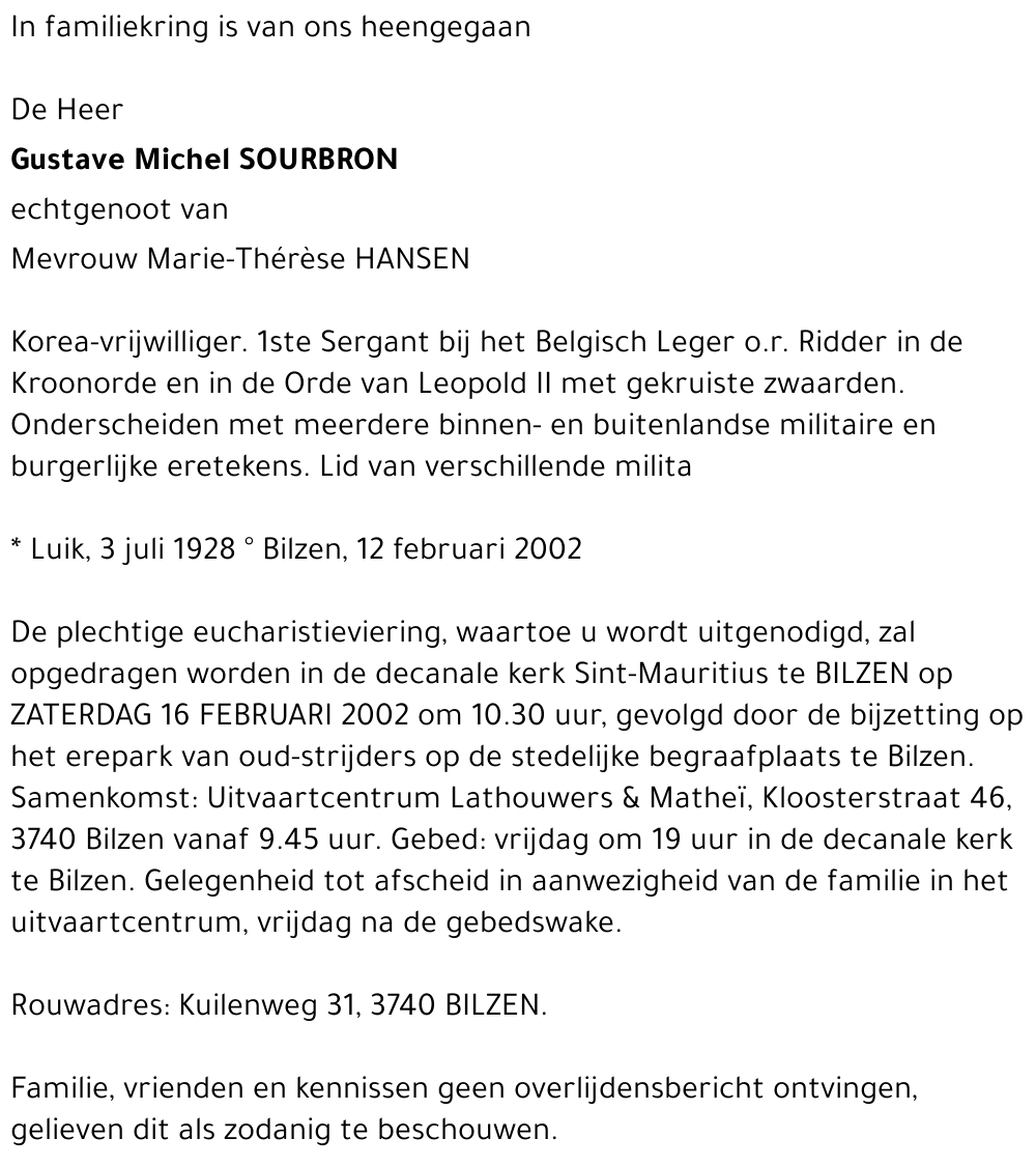 Gustave Michel SOURBRON