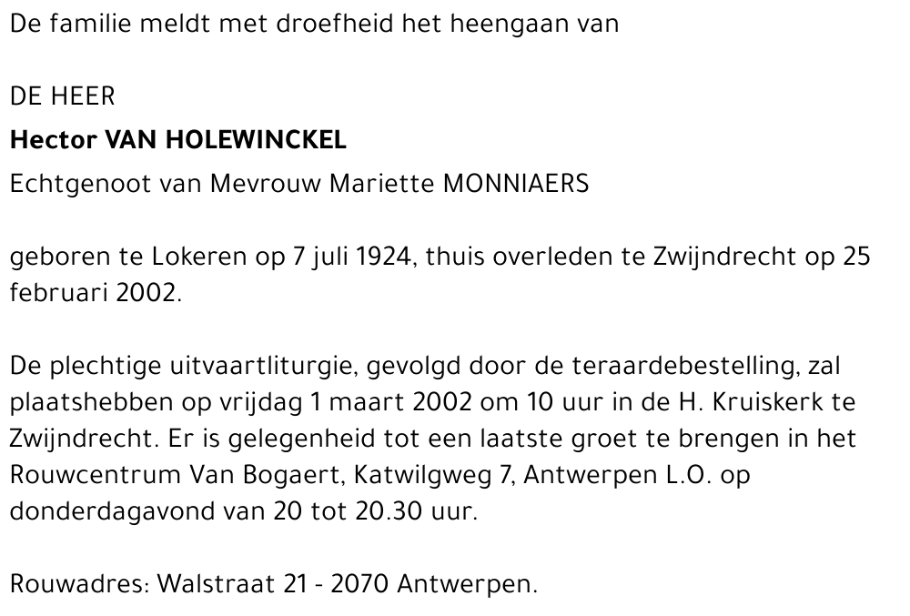 Hector Van Holewinckel