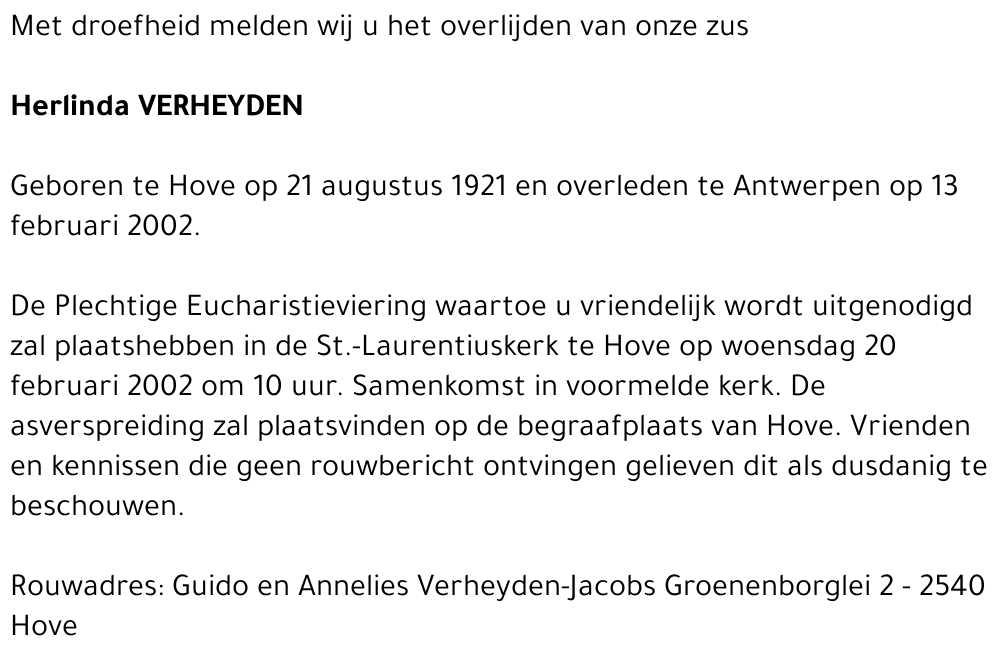 HERLINDA VERHEYDEN