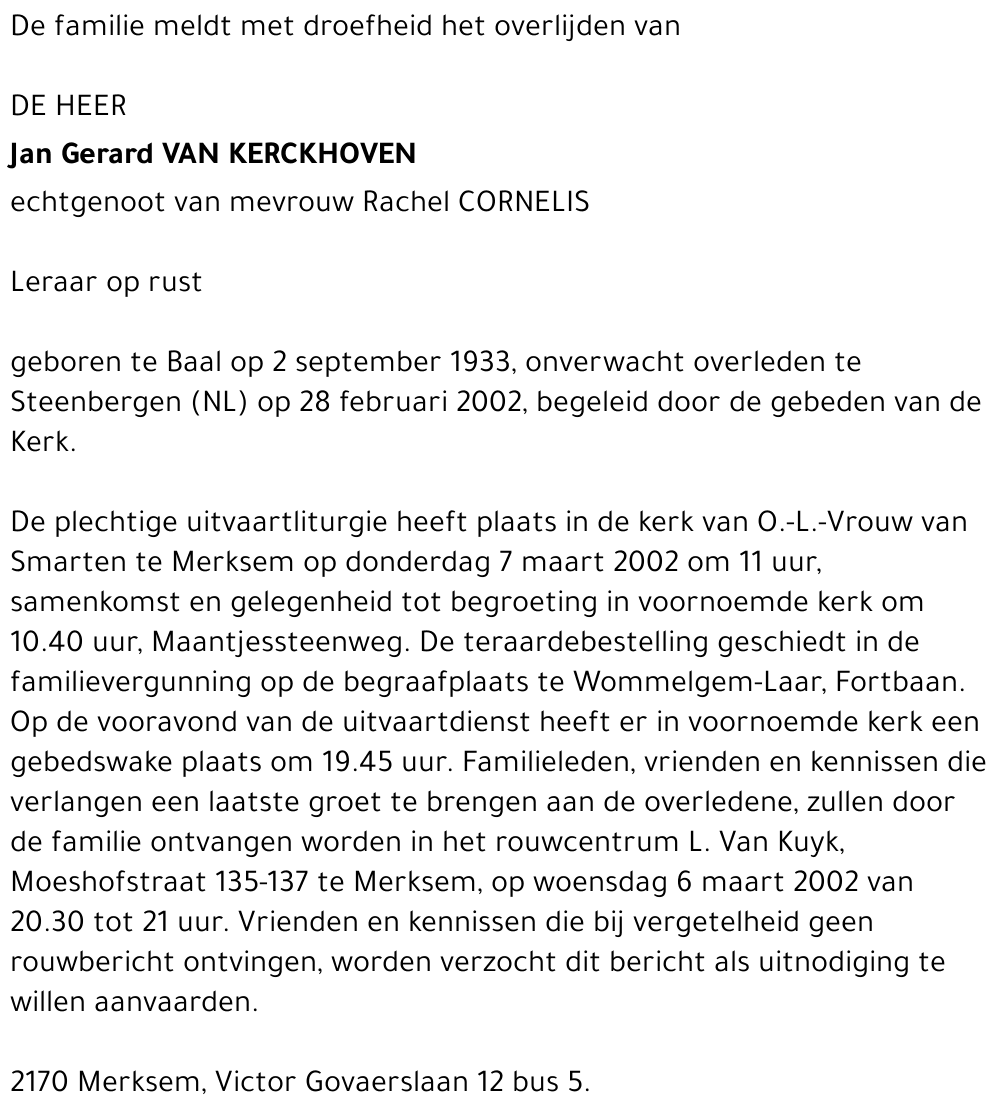 Jan Gerard Van Kerckhoven