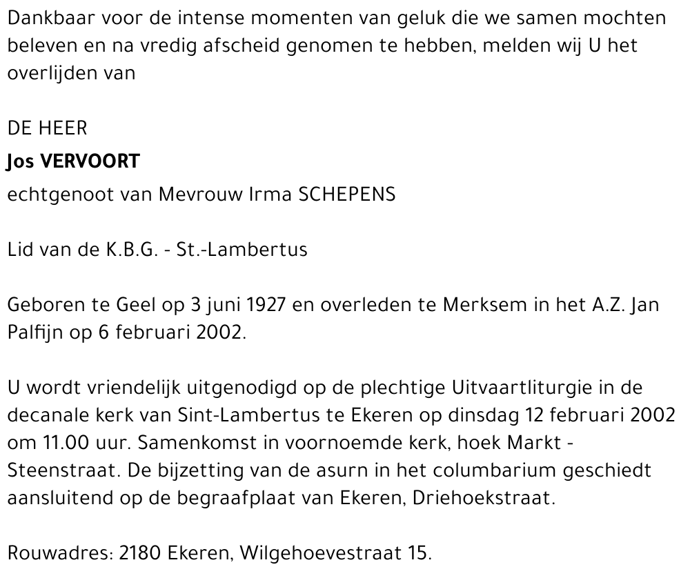 Jos VERVOORT