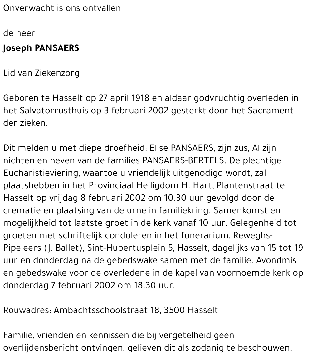 Joseph PANSAERS