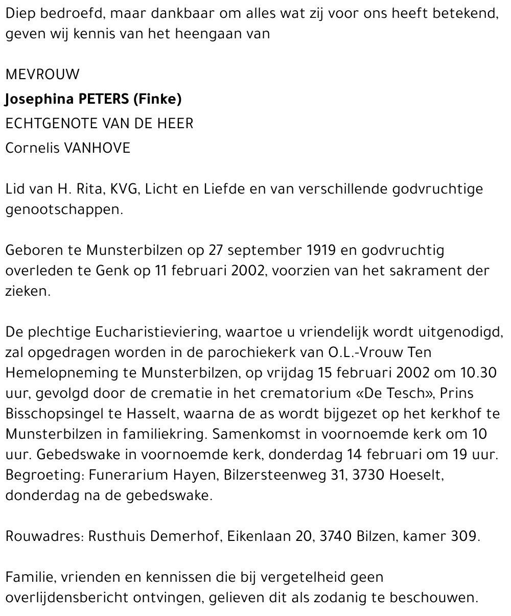 Josephina Peters (Finke)