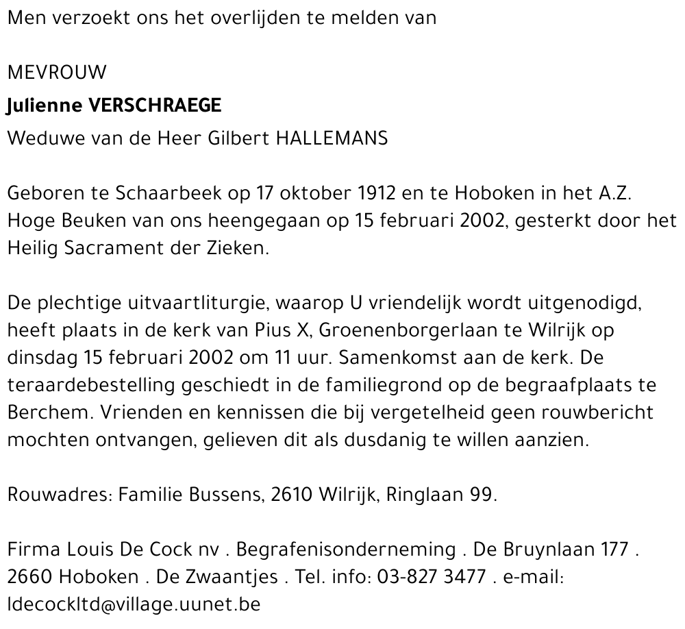 Julienne VERSCHRAEGE