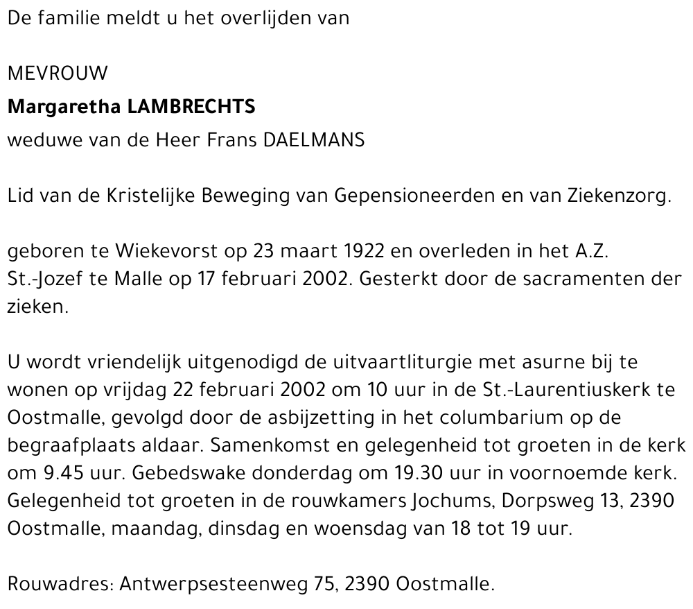 Margarethe LAMBRECHTS