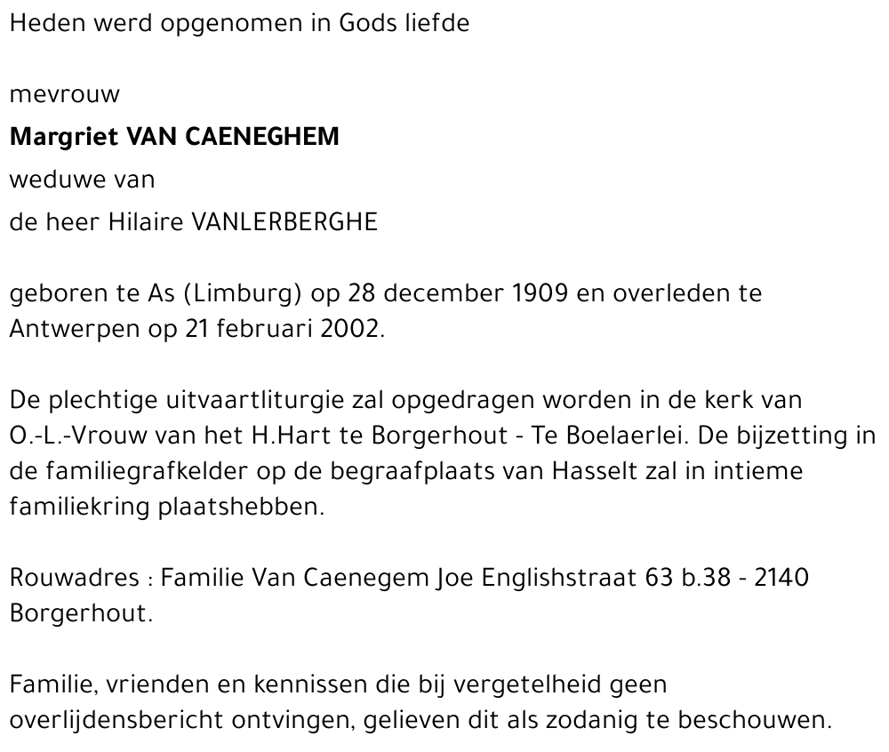 Margriet VAN CAENEGHEM
