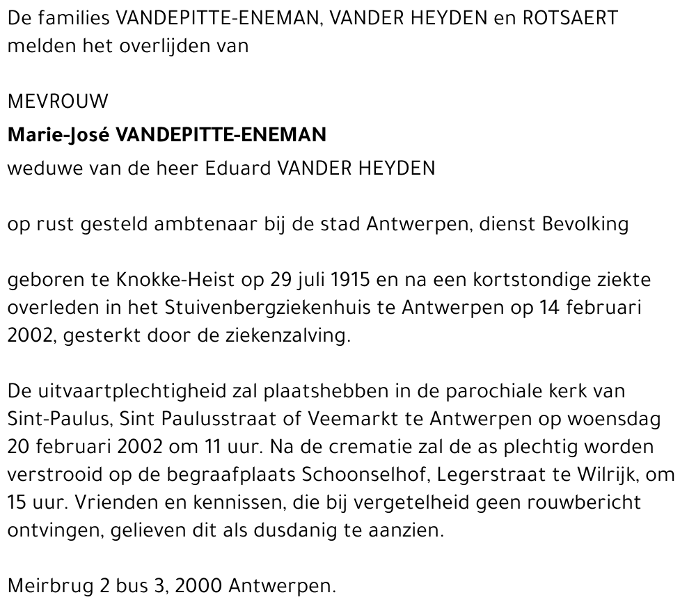 Marie-José VANDEPITTE ENEMAN