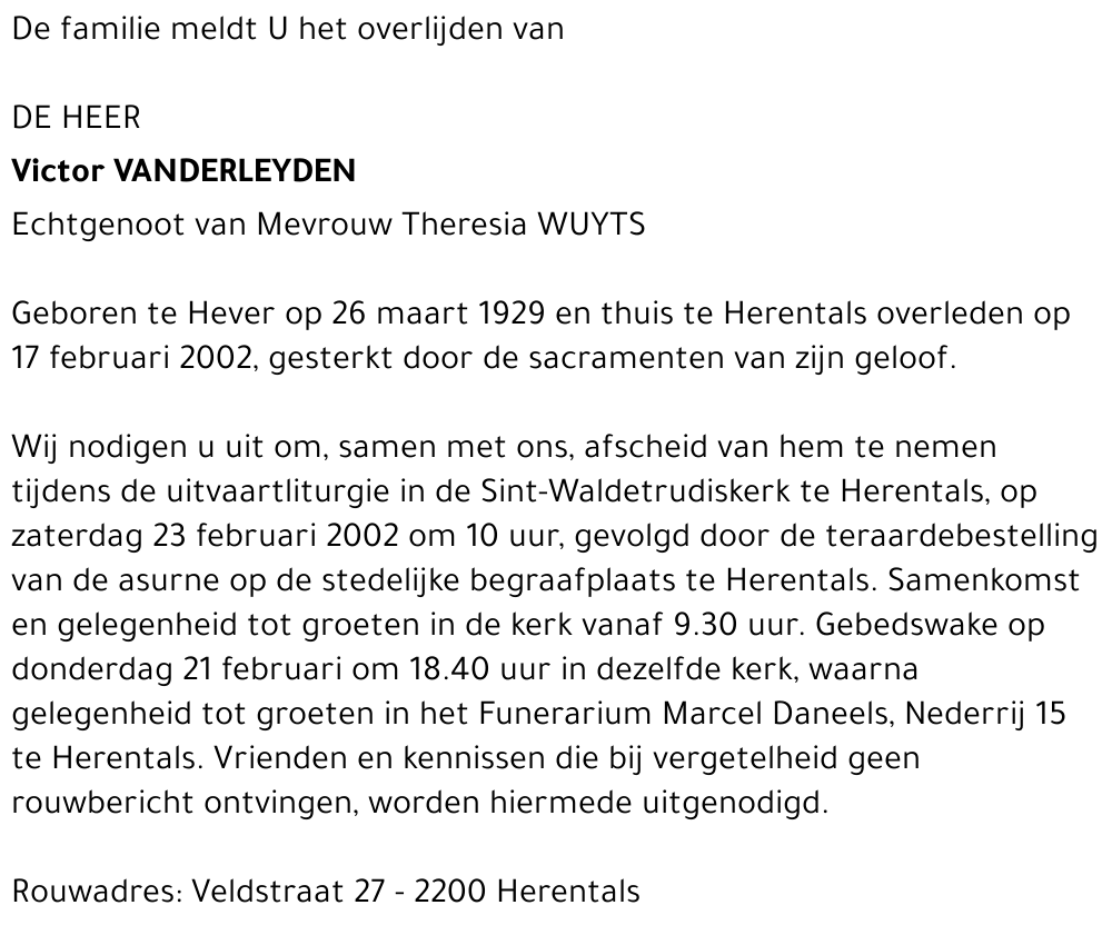Victor VANDERLEYDEN