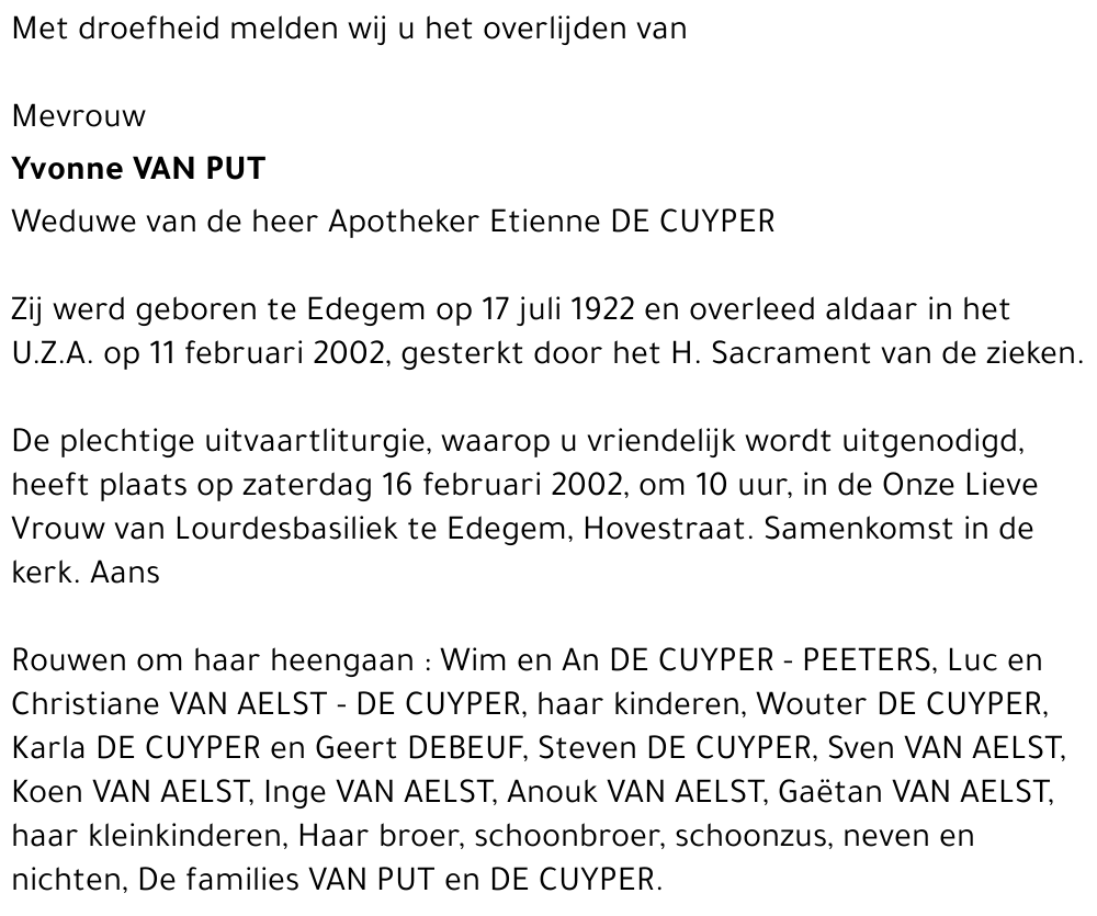 yvonne van put