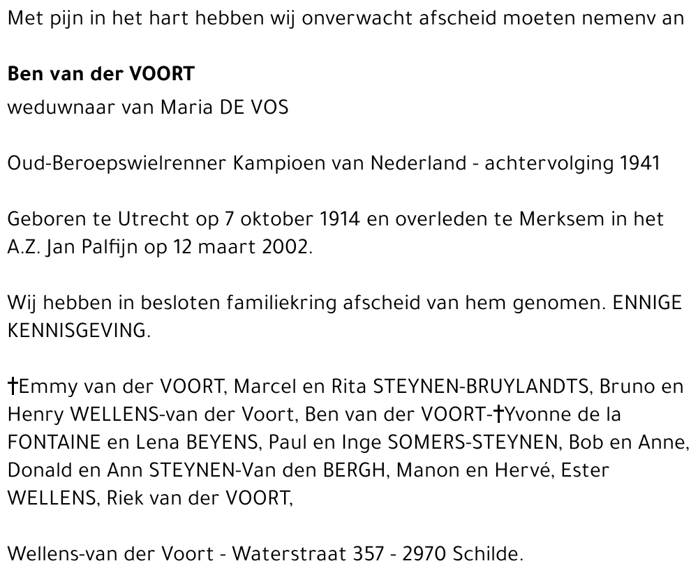 Ben VAN DER VOORT