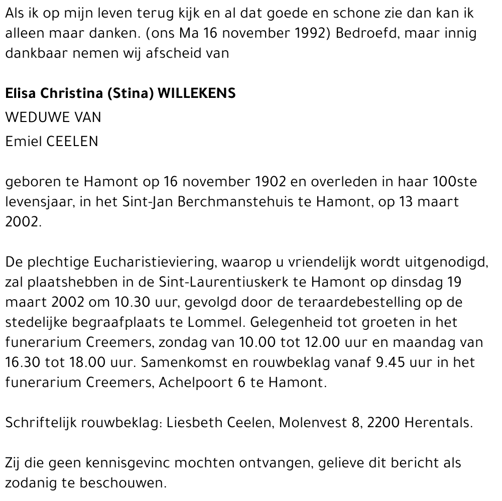Elisa Christina Willekens