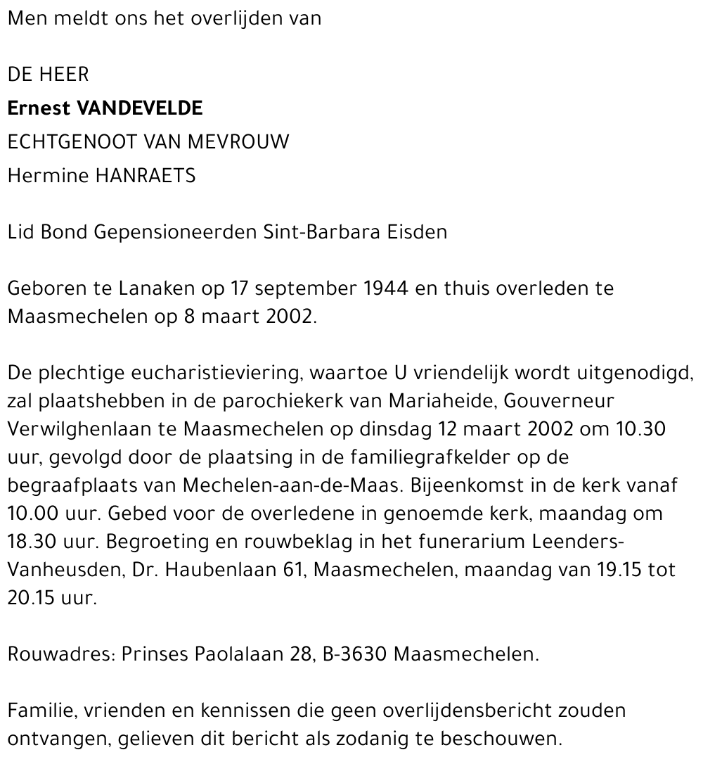 Ernest Vandevelde