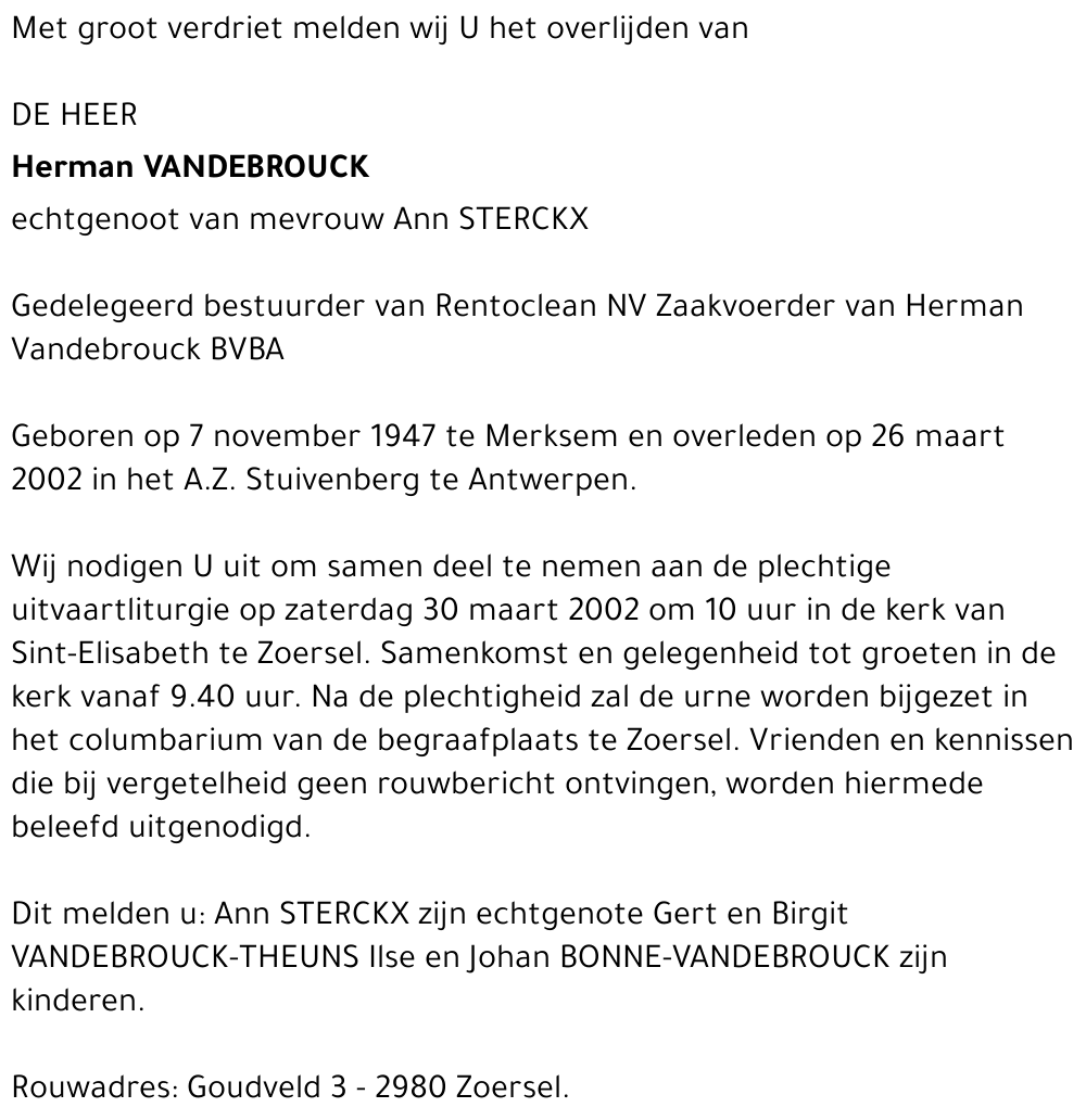 HERMAN VANDEBROUCK