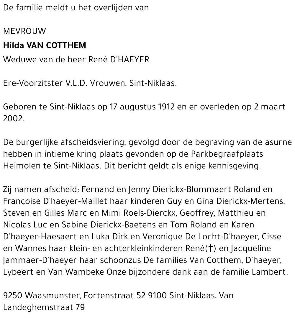 Hilda Van Cotthem