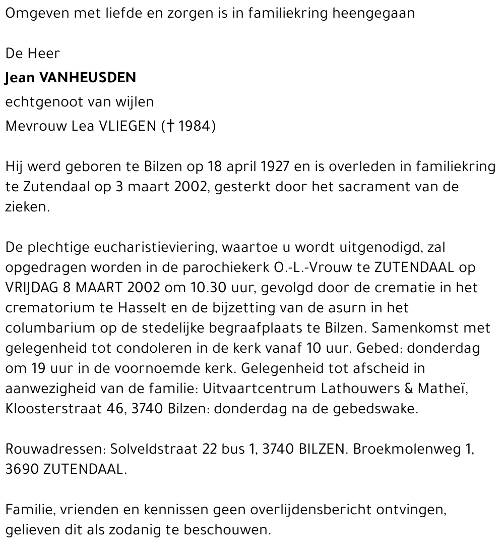 Jean VANHEUSDEN