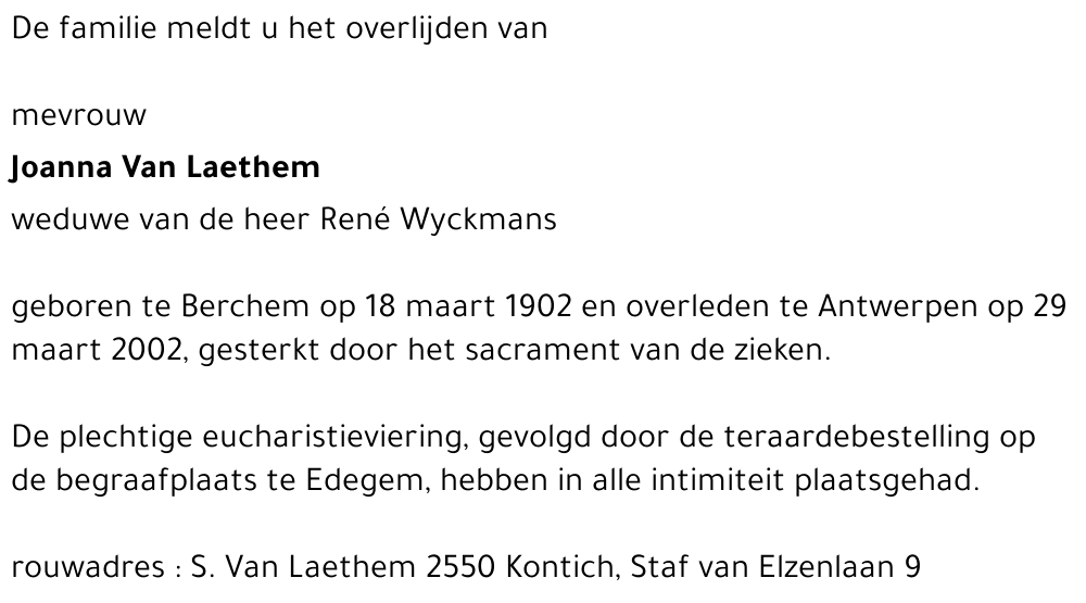 Joanna VAN LAETHEM