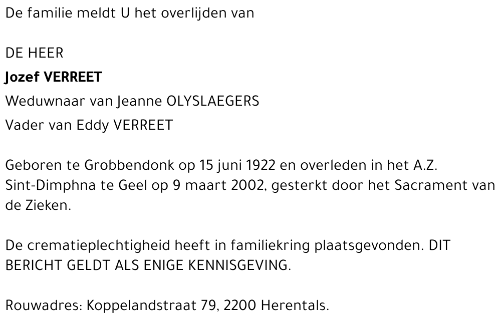 JOZEF VERREET
