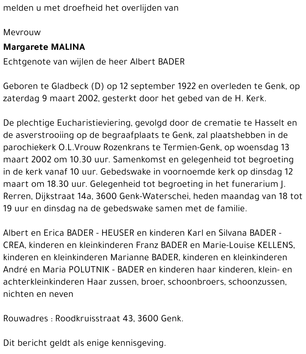 Margarete MALINA