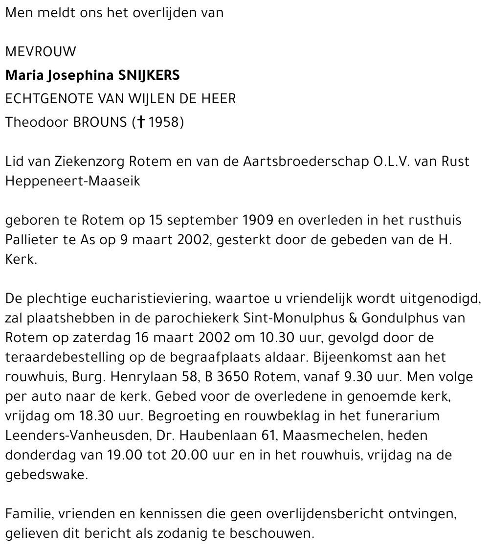 Maria Josephina Snijkers