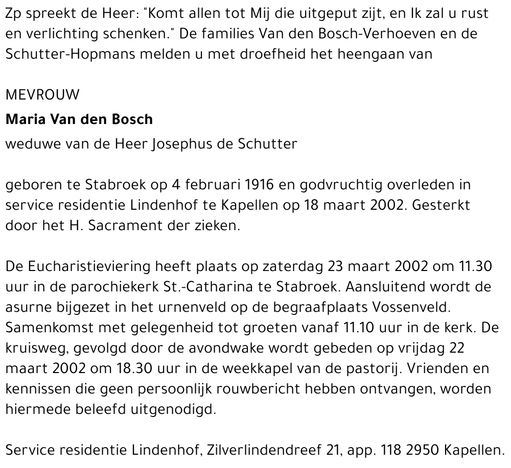 MARIA VAN DEN BOSCH