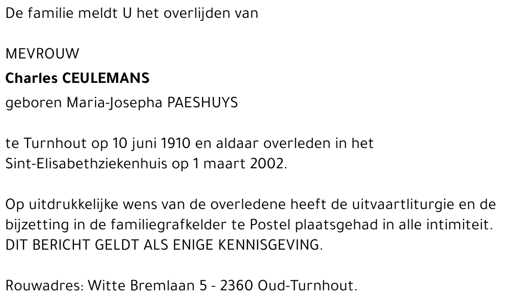 MARIE-JOSEPHA PAESHUYS