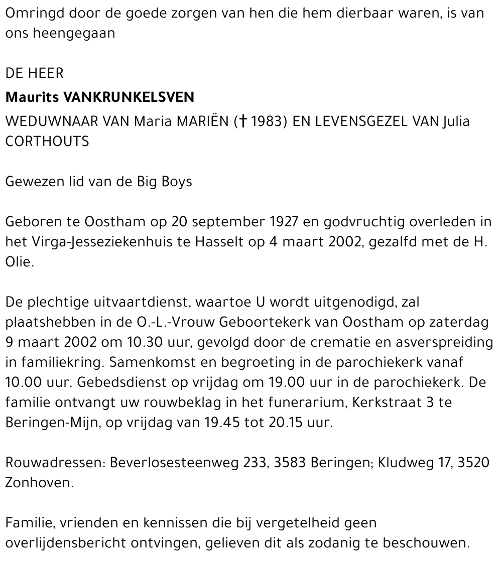 Maurits Vankrunkelsven