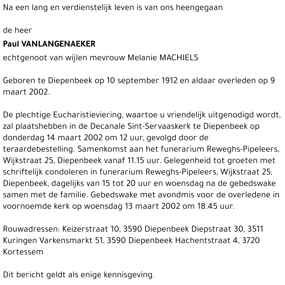 Paul VANLANGENAEKER