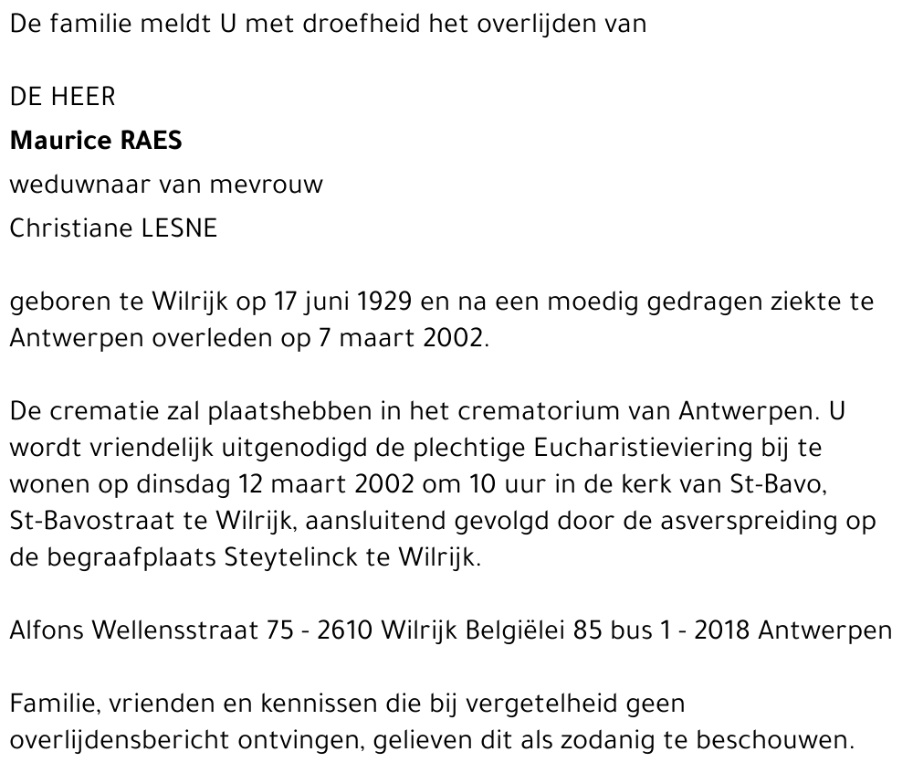 Raes Maurice
