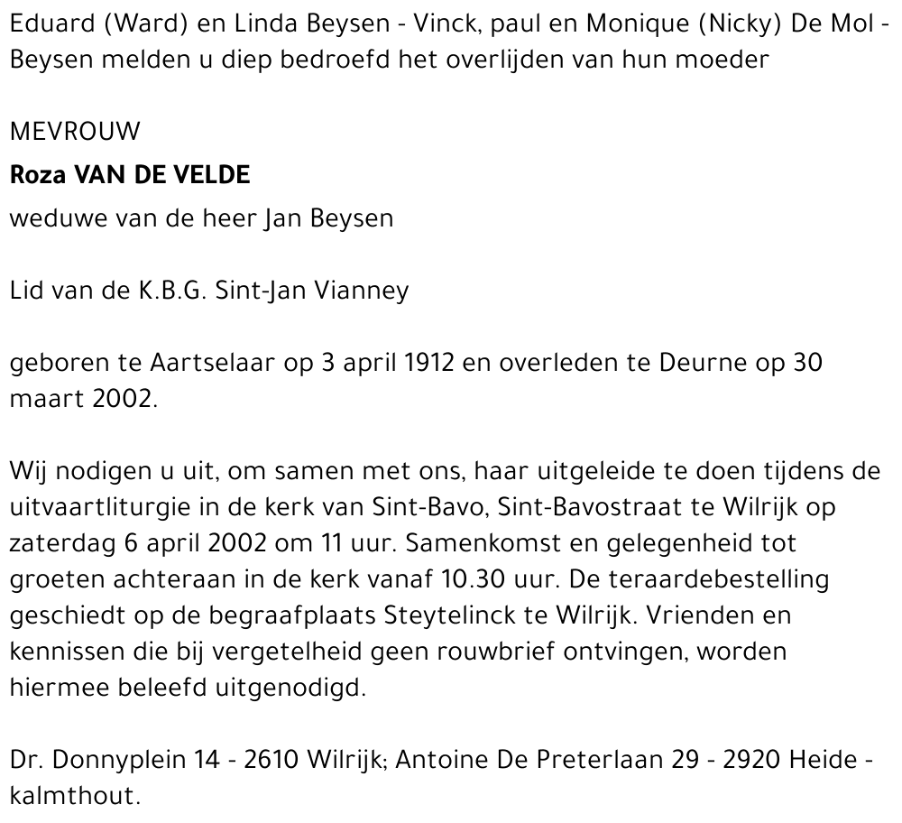 ROZA VAN DE VELDE
