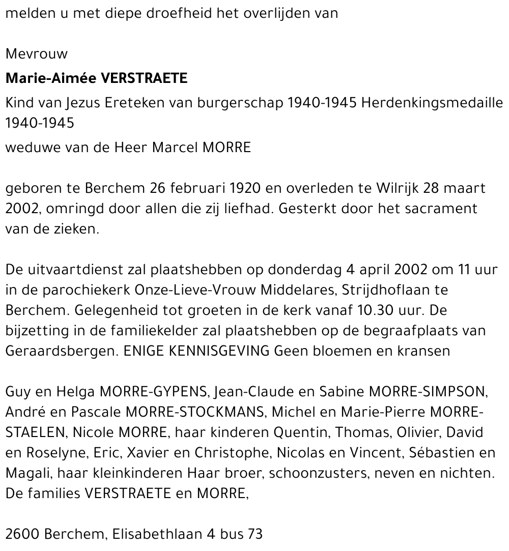 Verstraete Marie-Aimée