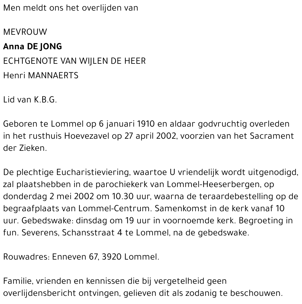 Anna De Jong