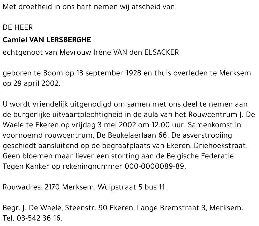 Camiel VAN LERSBERGHE