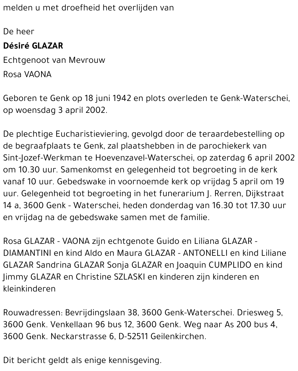 Désiré GLAZAR