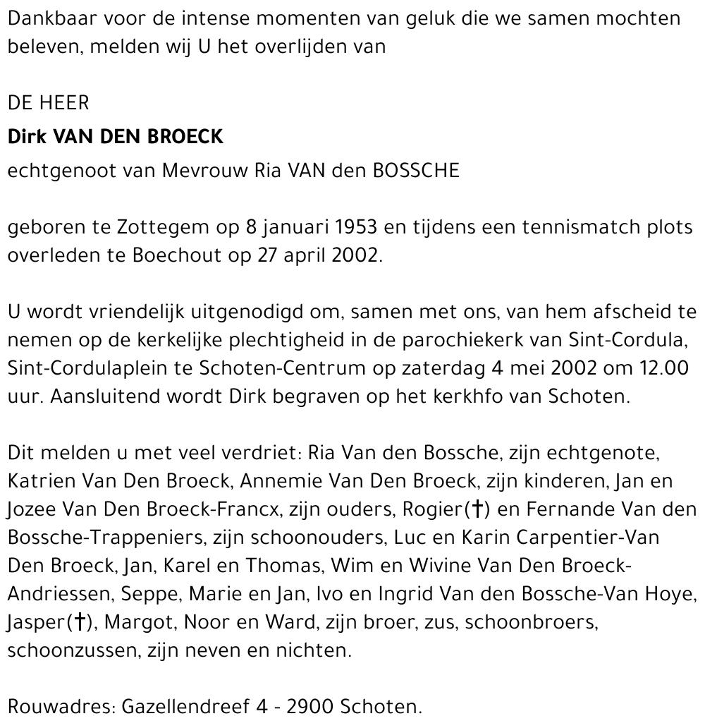 DIRK VAN DEN BROECK