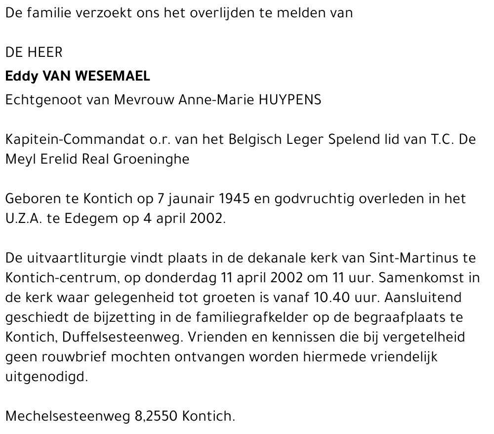 EDDY VAN WESEMAEL