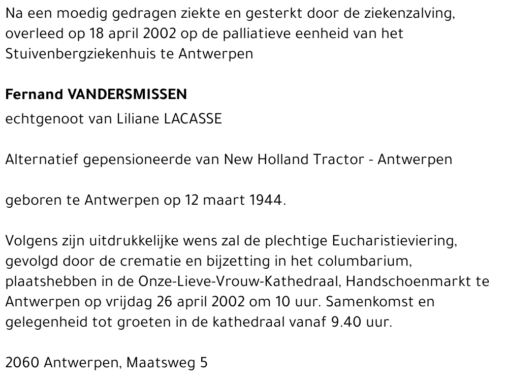 Fernand VANDERSMISSEN