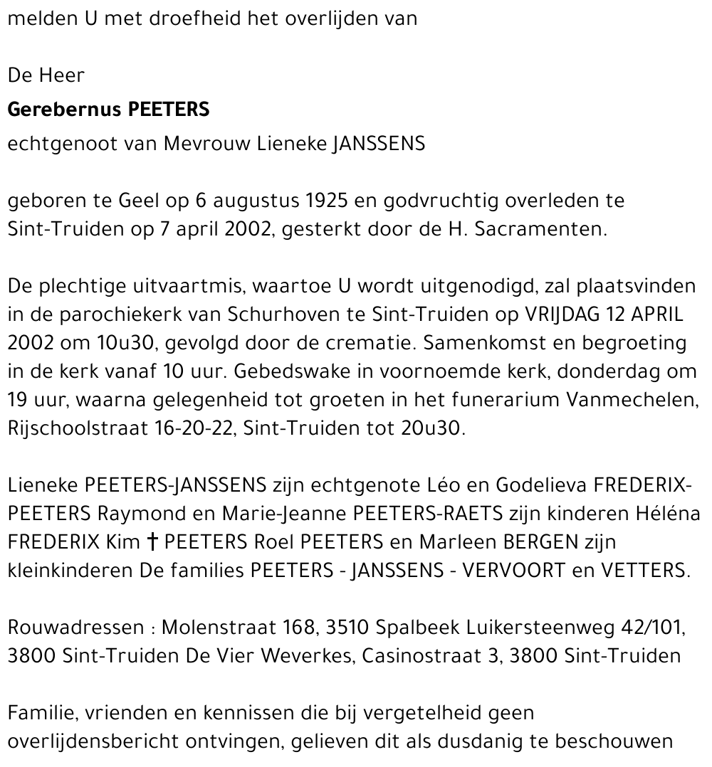 Gerebernus Peeters